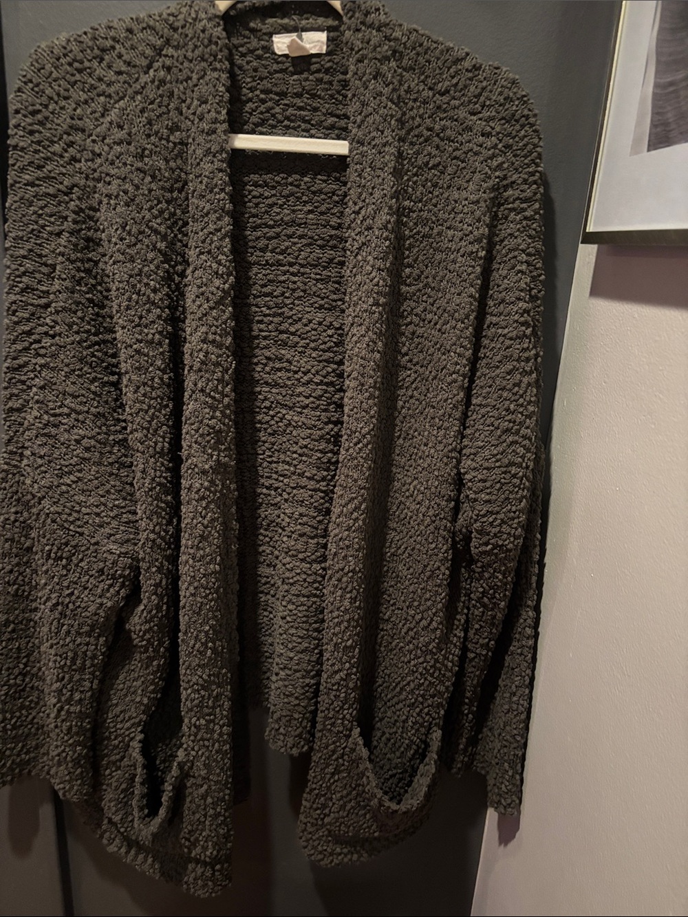 Cupio Dark Green Textured Open-Front Cardigan